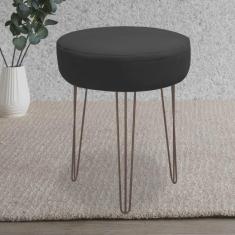 Imagem de Banqueta Puff Jullia Luxo 55cm Industrial Ferro Marrom Suede Preto - Ahazzo Móveis