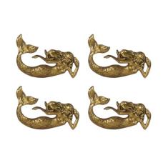 Imagem de SOFFEE DESIGN Conjunto de 2 puxadores de armário vintage sereia para gaveta, tema Ocean Beach, tratamento envelhecido, maçanetas antigas com parafusos de montagem para armário, móveis de cozinha (4