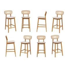 Imagem de Kit 08 Banquetas Liz Cabecasa Madeiramadeira Bege