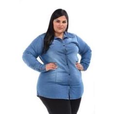 Imagem de Maxi Camisa Jeans Stretch Feminina Plus Size do XP ao G5 3146