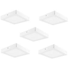 Imagem de Kit 5 Plafon Led Sobrepor 24W Quadrada Branco Frio 6000K