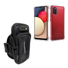 Imagem de Kit Capinha Case Anti Impacto e Braçadeira Capa Porta Celular Para Corrida Compatível Samsung Galaxy A02s