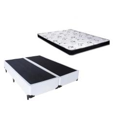 Imagem de Cama Box Queen Colchão Mola Ensacada Belos Sonhos + Box Sintético 65x158x198 Branco