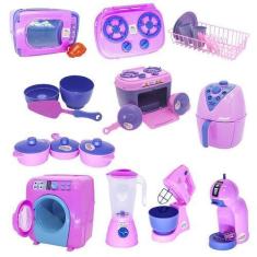 Imagem de Kit Cozinha Infantil Rosa Cafeteira Panela Fogão Forma 28Pç - Altimar