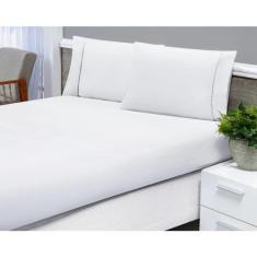 Imagem de Jogo De Lençol 03 Peças 400 Fios Cama Casal Queen Micropercal Ponto Pa