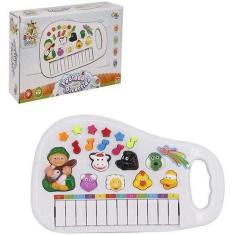 Imagem de Piano Musical Teclado Infantil Sons E Luzes Animais Sitio Branco - Fun