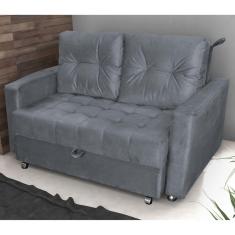 Imagem de Sofá Cama 2 Lugares Duleek Veludo Chumbo