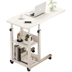 Imagem de SilteD Mesa de cabeceira Mesa de cabeceira móvel Mesa de cabeceira ajustável Altura móvel Mesa para laptop para sala de estar Quarto Mesa de cabeceira de hospital Mesa de sofá-cama Mesa portátil