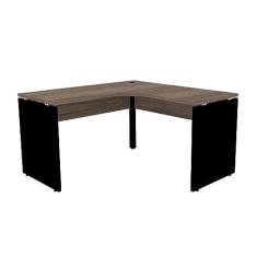 Imagem de Mesa de Escritório em L Pé Painel Pe25 em Mdp 145 x 145 x 60 cm Cor Walnut e Base Preta