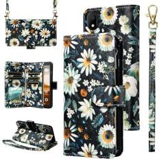 Imagem de Furill Capa carteira para Alcatel Apprise/Glimpse/Volta/1B (2020) com alça de pulso alça de ombro transversal flor couro zíper bolsa suporte para cartão capa de telefone 5002R 5002C 5002E 5002L