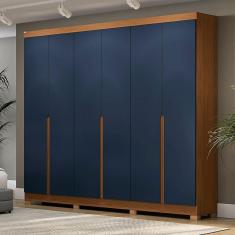 Imagem de Guarda-Roupa Casal 6 Portas 4 Gavetas Cb02r582 Canela/Azul Profundo - Kappesberg