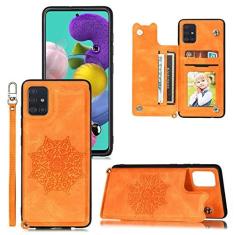 Imagem de Capa de couro flip para Samsung Galaxy S21 Plus S20 FE Note 20 Ultra S10 Lite A21S A31 A41 A51 A71 A12 A32 A52 A72 Capa para cartão, laranja, para Samsung Note 10