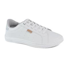 Imagem de Tênis Godiva Feminino Microfuros Cadarço Branco Prata, Branco, Prata, 