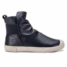 Imagem de Tênis Cano Medio Em Couro Preto: Conforto nas Alturas com Elastico Tra