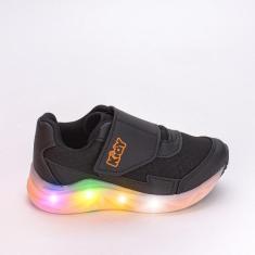 Imagem de Tênis Infantil De Led Kidy Light Fun Preto E Laranja Neon