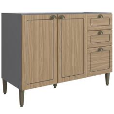 Imagem de Balcão Cozinha Modulada Édez Due 2 Portas E 3 Gavetas, Cedro E Grafite