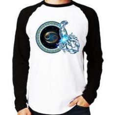 Imagem de Camiseta Raglan Signo Câncer Astrologia Manga Longa - Foca Na Moda