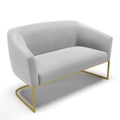 Imagem de Sofá Namoradeira 2 Lugares Base Industrial Dourado Stella Suede Cinza D03 - D'Rossi
