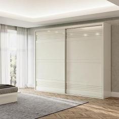 Imagem de Guarda Roupa Casal 2 Portas 4 Gavetas 267cm Dalla Costa Off White Brilho