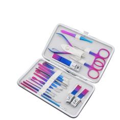 Imagem de Cortador de unhas gradiente aço inoxidável conjunto cortador de unhas pedicure faca beleza pinças manicure ferramenta, 18 pçs