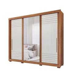 Imagem de Guarda Roupa Casal Com Espelho 100% Mdf 3 Portas 6 Gavetas Vitória Pan