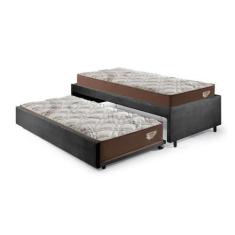 Imagem de Bicama Box Solteiro 126X208 Suede Preto Com 2 Colchões Relax Adorabile