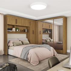 Imagem de Guarda-roupa Casal Modulado 5 Portas Santiago 3 Portas Premium 5 Gaveta com Espelho Cinamomo