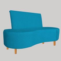 Imagem de Sofá Curvo 2 Lugares Feijão Forma Orgânica Pes Palito Turquesa