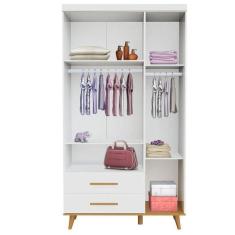 Imagem de Berço Americano Ligia E Guarda Roupa Ludmila Branco Acetinado Bétula - Carolina Móveis