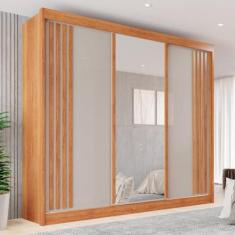 Imagem de Guarda-roupa Casal com Espelho 3 Portas 4 Gavetas Atenas Cinamomo/off-white