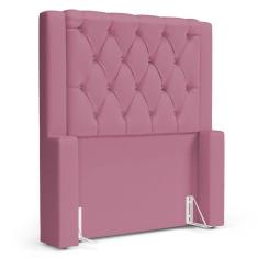 Imagem de Cabeceira Cama Box Solteiro Atena 110cm Capitonê com Frame Suede Rosa - Desk Design