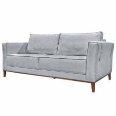 Imagem de Sofá Decorativo 2 Lugares 170cm Pés em Madeira Tarantino Linho Cinza Rústico G63 - Gran Belo