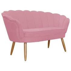 Imagem de Namoradeira Decorativa Estofada Para Salão de Beleza Pétala Suede Rosa Barbie - LM DECOR