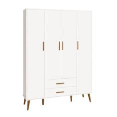 Imagem de Guarda Roupa Infantil 4 Portas Isis Branco Acetinado - Reller