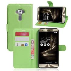 Imagem de Capa ASUS ZenFone 3 Deluxe/ZS550KL, capa flip de couro PU premium com compartimento para cartão, suporte e fecho magnético [capa interior TPU à prova de choque] Compatível com ASUS ZenFone 3