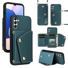 Imagem de Dibosom Capa carteira de luxo para Samsung Galaxy S24 5G com 5 compartimentos para cartão fina e alça de ombro, suporte de cartão de crédito de couro PU acessórios capa de celular para S 24 24S G5