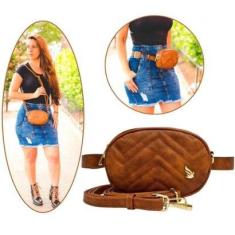 Imagem de Bolsa Pochete Feminina Cintura Transversal Ombro Casual Trabalho Porta Moeda Carteira Golden Fenix-Feminino