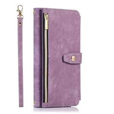 Imagem de Carteira de couro de luxo com zíper para iPhone 13 Pro MAX 11 12 Mini X XS XR 6 6S 7 8 Plus SE 2022 9 Suporte para cartões, roxo, para iPhone 11