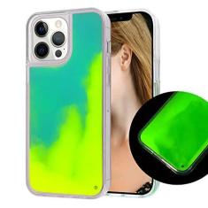 Imagem de Losin Capa fluorescente compatível com iPhone 14 Pro capa de areia movediça capa de telefone areia brilhante líquida luxuosa que brilha na escuridão noctiluncente areia luminosa moda capa de luxo para