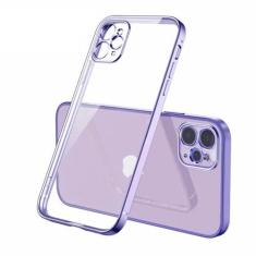 Imagem de Capa de telefone transparente quadrada luxuosa de silicone para iPhone 11 12 13 Pro Mini Xs Max X Xr Se 2020 7 8 Plus Capa macia revestida, roxa, para 7 Plus 8 Plus