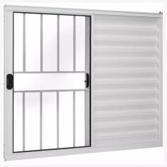 Imagem de Janela De Alumínio Branco Veneziana De Correr 3 Folhas Com Grade Cmc M