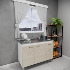 Imagem de Balcão de Pia Cozinha 120cm Armário Gabinete Morgana Riga - Brovalia
