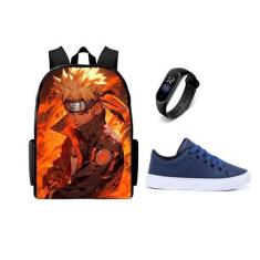 Imagem de Conjunto Escolar Lançamento Bolsa Mais Tenis E Relogio Top Novidade -