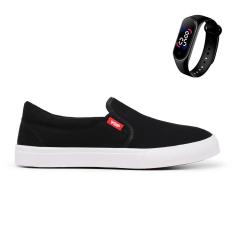 Imagem de Kit Tênis Slip On Voe Palmilha Com Bolha em Gel + Relógio Digital Touch-Unissex