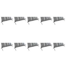 Imagem de Kit 10 Cadeiras para Escritório Longarina 4 Lugares Dubai Cinza