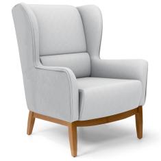 Imagem de Poltrona Decorativa Base Manu Madeira Milena C-315 Linho  Claro - Domi