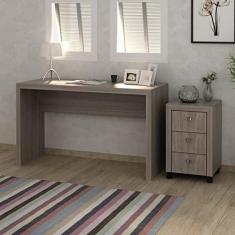 Imagem de Conjunto Home Office 2 Peças Escrivaninha com Gaveteiro 3 Gavetas Espresso Móveis