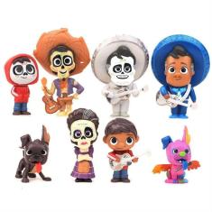 Imagem de Kit 8 Bonecos Coco A Vida É Uma Festa Miniaturas Disney
