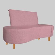 Imagem de Sofá Curvo 2 Lugares Feijão Forma Orgânica Pes Palito Rosa