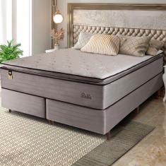 Imagem de Cama Box Bipartida Queen Size Hellen Dublin com Molas Ensacadas e Espuma D33 73x158x198 cm - Bege